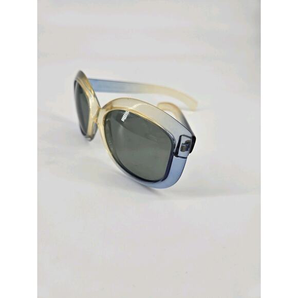 MCM 70s Cool Ray Polaroid 155 Two Tone Blue Yellow Gray Lens Sunglasses Vtg - Picture 3 of 12